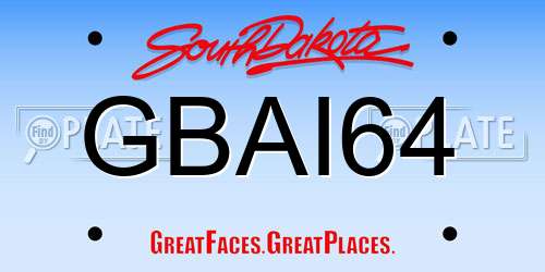 GBAI64 South Dakota License Plate