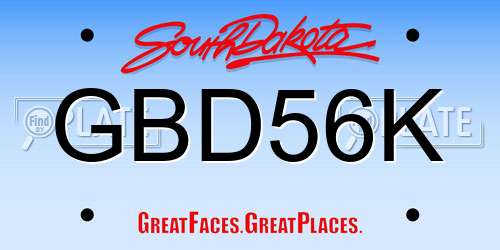 GBD56K South Dakota License Plate