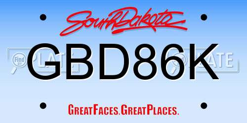 GBD86K South Dakota License Plate