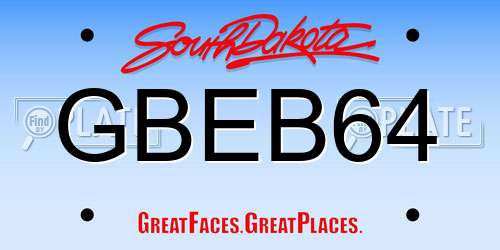 GBEB64 South Dakota License Plate