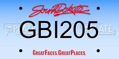 GBI205 South Dakota License Plate