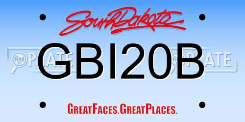 GBI20B South Dakota License Plate