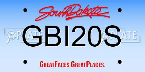 GBI20S South Dakota License Plate