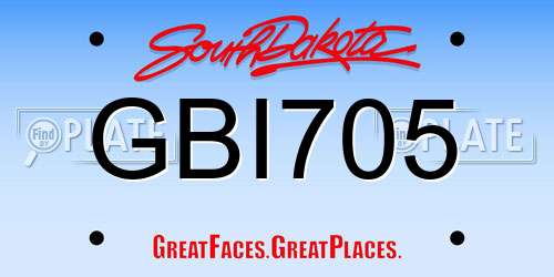 GBI705 South Dakota License Plate
