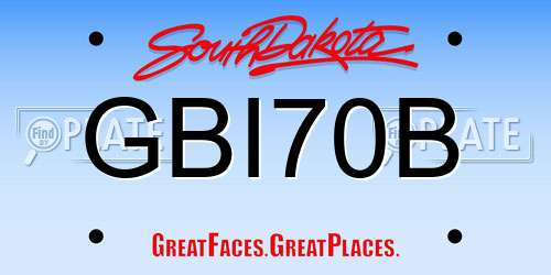 GBI70B South Dakota License Plate