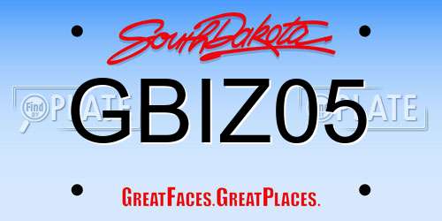 GBIZ05 South Dakota License Plate