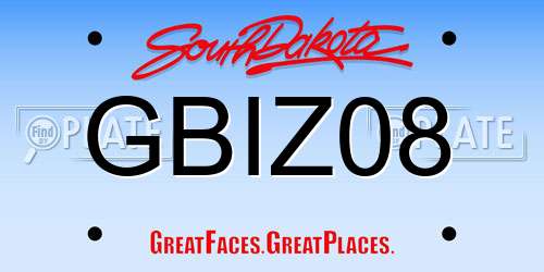 GBIZ08 South Dakota License Plate