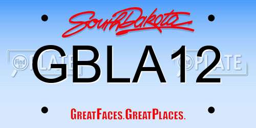 GBLA12 South Dakota License Plate