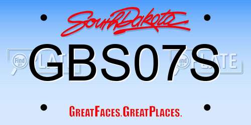 GBS07S South Dakota License Plate