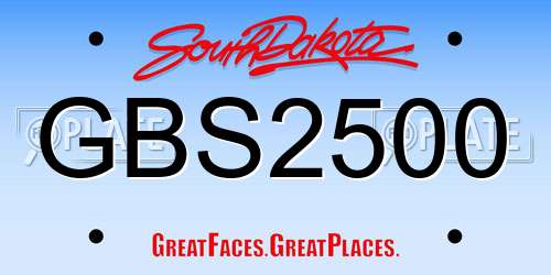 GBS2500 South Dakota License Plate