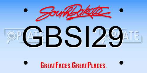 GBSI29 South Dakota License Plate