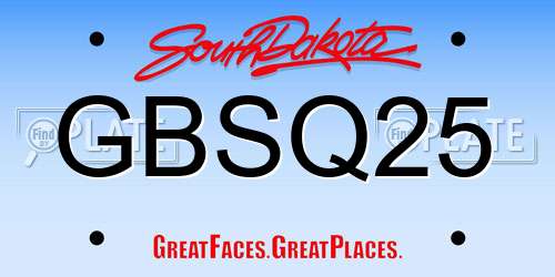 GBSQ25 South Dakota License Plate
