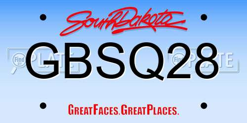 GBSQ28 South Dakota License Plate