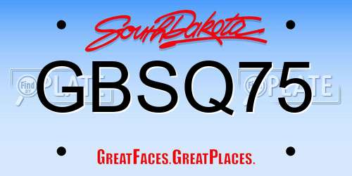 GBSQ75 South Dakota License Plate