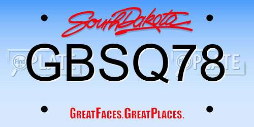 GBSQ78 South Dakota License Plate
