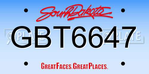 GBT6647 South Dakota License Plate
