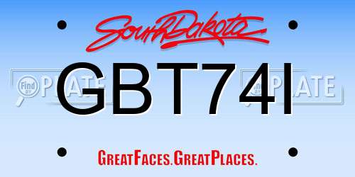 GBT74I South Dakota License Plate