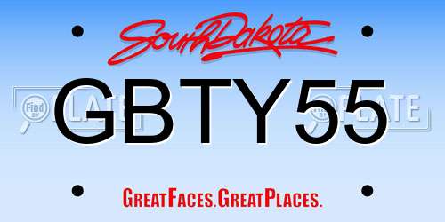 GBTY55 South Dakota License Plate