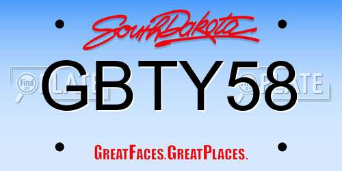 GBTY58 South Dakota License Plate
