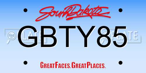 GBTY85 South Dakota License Plate