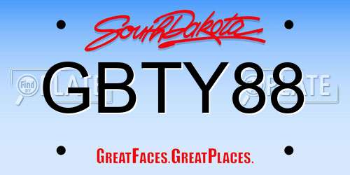 GBTY88 South Dakota License Plate