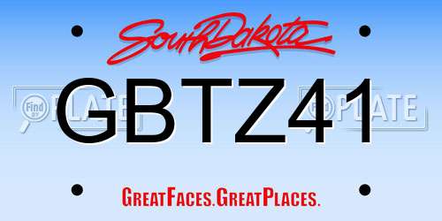 GBTZ41 South Dakota License Plate
