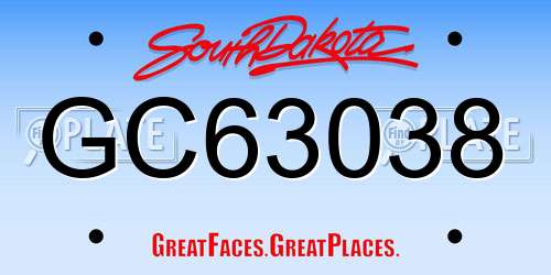 GC63038 South Dakota License Plate