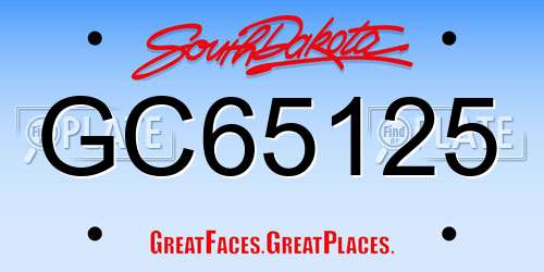 GC65125 South Dakota License Plate