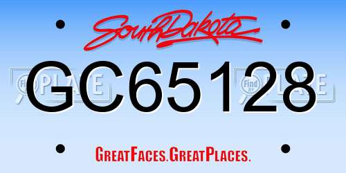 GC65128 South Dakota License Plate