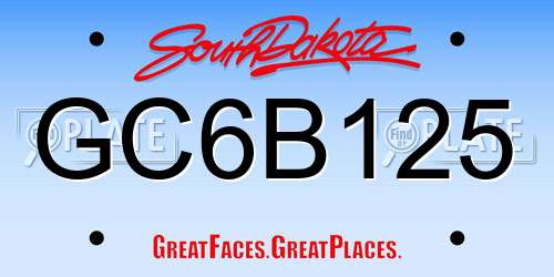 GC6B125 South Dakota License Plate