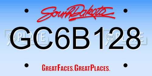 GC6B128 South Dakota License Plate