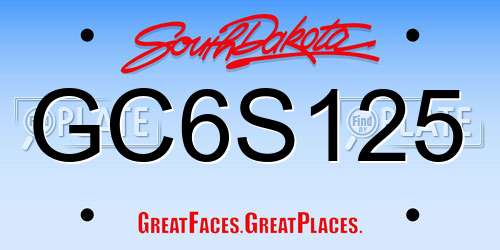GC6S125 South Dakota License Plate
