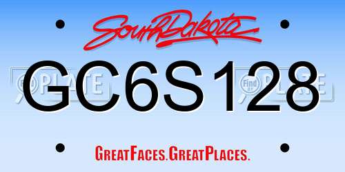 GC6S128 South Dakota License Plate