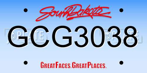 GCG3038 South Dakota License Plate