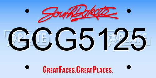 GCG5125 South Dakota License Plate