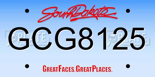 GCG8125 South Dakota License Plate