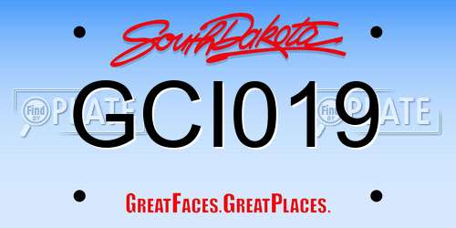 GCI019 South Dakota License Plate