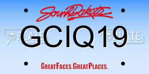 GCIQ19 South Dakota License Plate