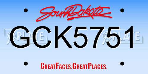 GCK5751 South Dakota License Plate