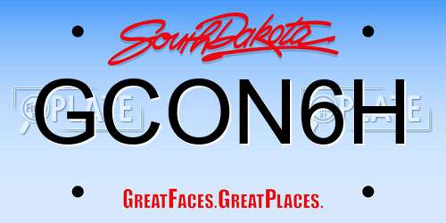 GCON6H South Dakota License Plate