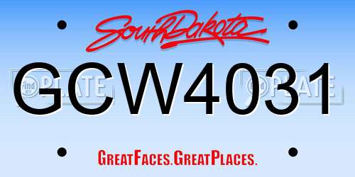 GCW4031 South Dakota License Plate