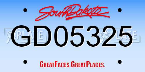 GD05325 South Dakota License Plate