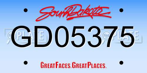 GD05375 South Dakota License Plate
