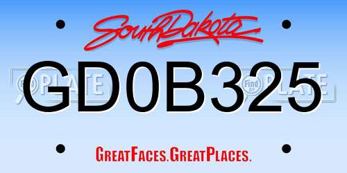GD0B325 South Dakota License Plate