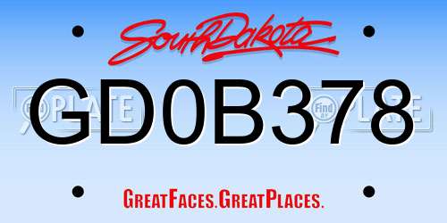 GD0B378 South Dakota License Plate