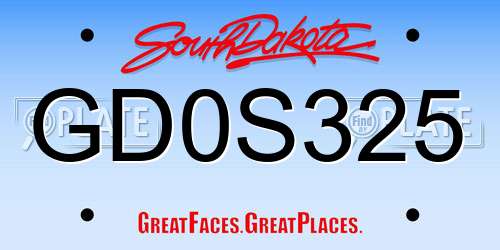 GD0S325 South Dakota License Plate