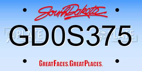 GD0S375 South Dakota License Plate
