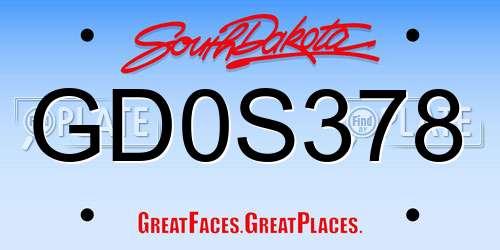 GD0S378 South Dakota License Plate
