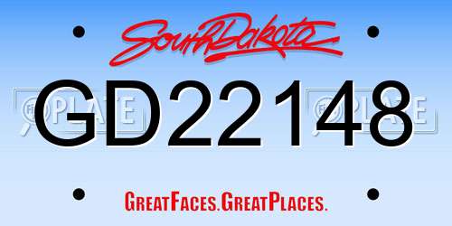 GD22148 South Dakota License Plate