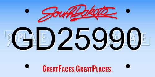 GD25990 South Dakota License Plate